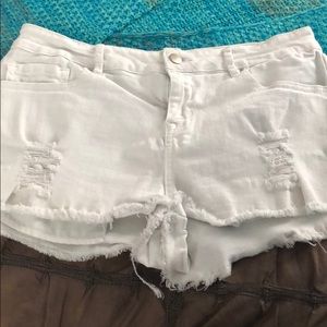 White jean shorts